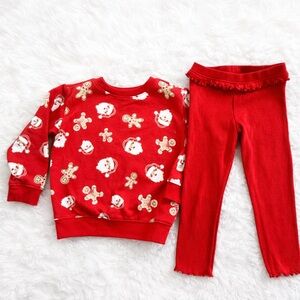 Garanimals Baby Girl Santa Gingerbread Outfit Red Sweatshirt Ribbed Leggings 24M